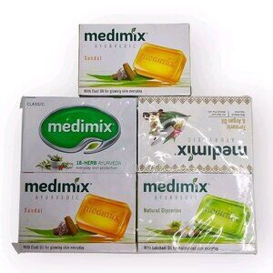 MEDIMIX AYURVEDIC Bar Soaps Lot of 5 4.4 oz Sandal Glycerin Turmeric Argan Herbs